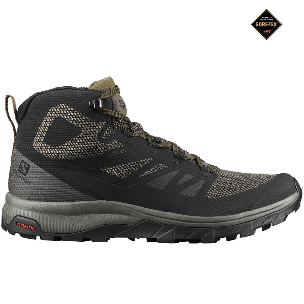 Salomon OUTLINE MID GORE-TEX Zapatillas De Running Hombre - Negras - Colombia (84720-ELJO)